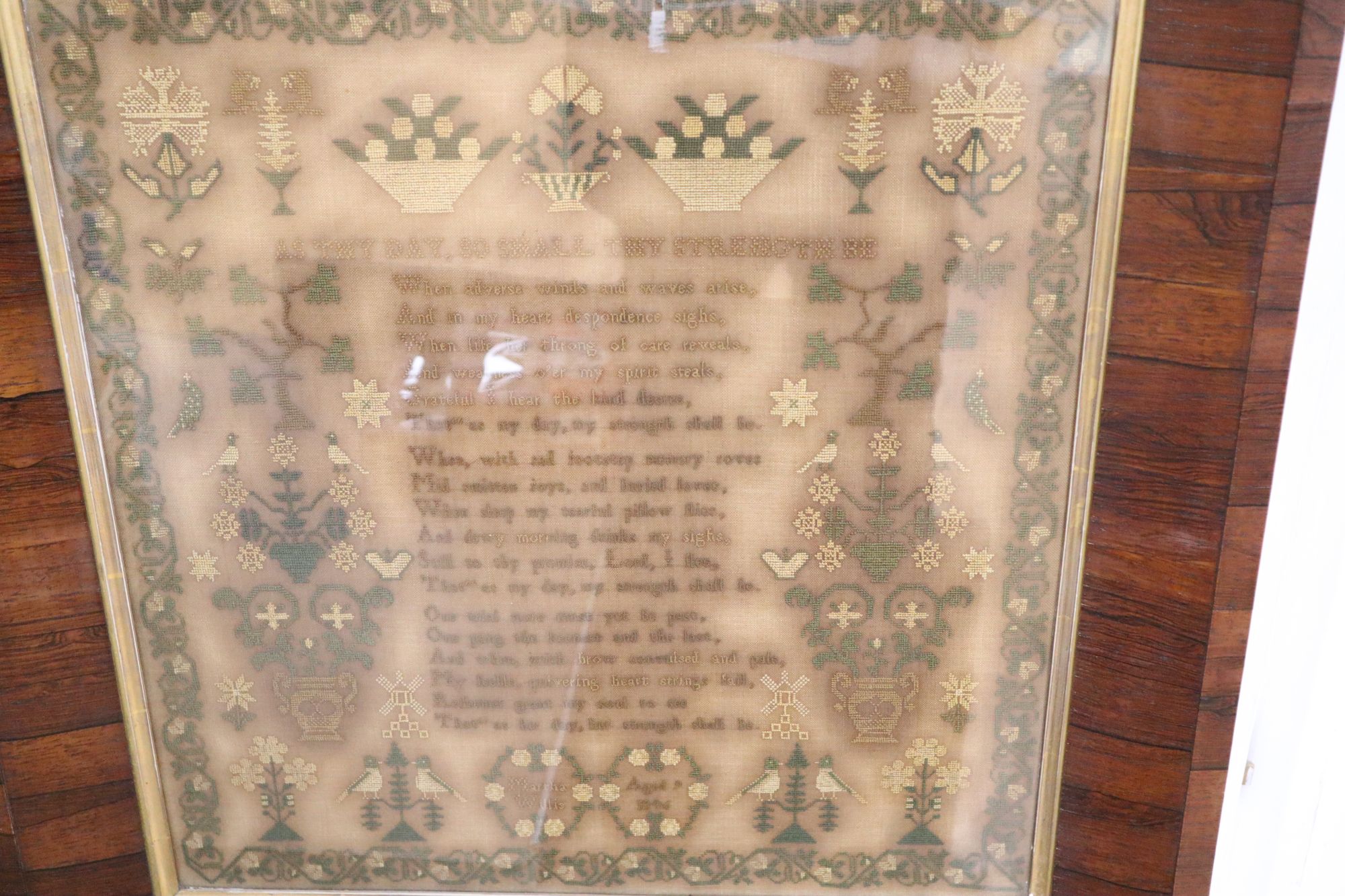 A George IV sampler dated 1826 and a Victorian sampler, largest 49 x 46cm